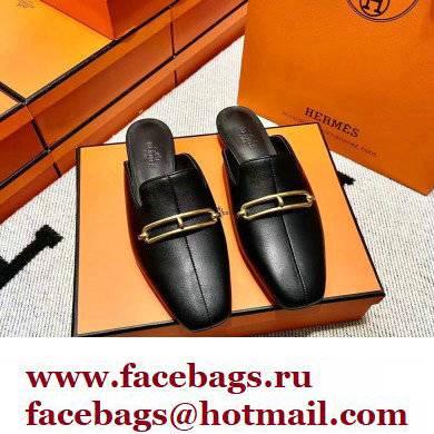 hermes calfskin Esmee mules black 2022