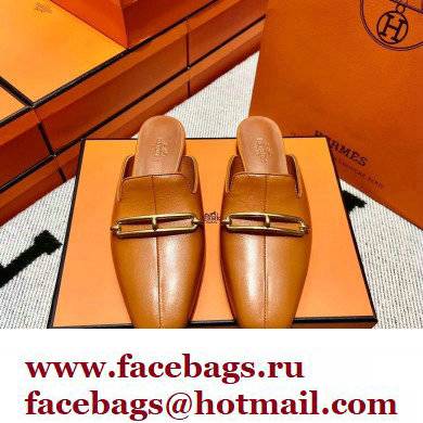 hermes calfskin Esmee mules tan 2022