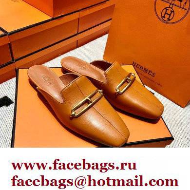 hermes calfskin Esmee mules tan 2022