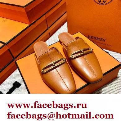 hermes calfskin Esmee mules tan 2022