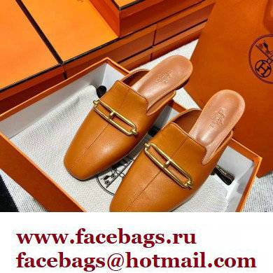 hermes calfskin Esmee mules tan 2022