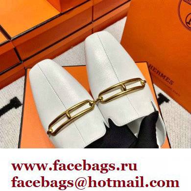 hermes calfskin Esmee mules white 2022