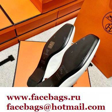 hermes calfskin Esmee mules white 2022