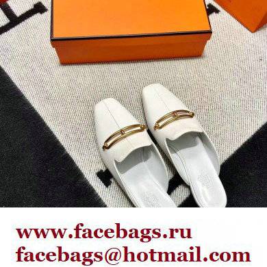 hermes calfskin Esmee mules white 2022