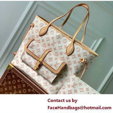 Louis Vuitton Monogram Canvas Neverfull MM Tote Bag with an outside pocket M20921 Beige