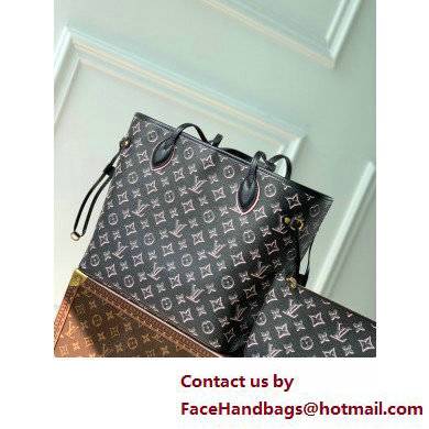 Louis Vuitton Monogram Canvas Neverfull MM Tote Bag with an outside pocket M46137 Black