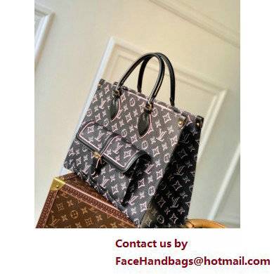 Louis Vuitton Monogram Canvas OnTheGo MM Tote Bag with an outside pocket M46154 Black