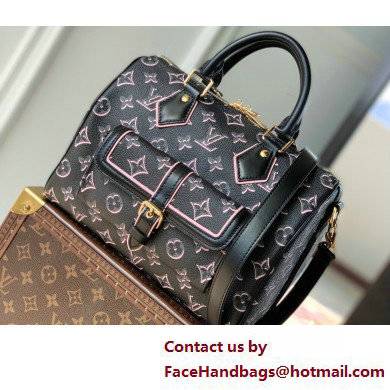 Louis Vuitton Monogram Canvas Speedy Bandouliere 25 Bag with an outside pocket M20852 Black