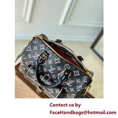 Louis Vuitton Monogram Canvas Speedy Bandouliere 25 Bag with an outside pocket M20852 Black