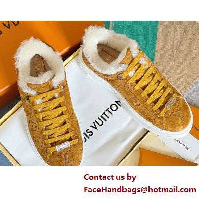 Louis Vuitton Monogram-embossed suede calf leather and shearling Time Out Sneakers Brown 2022