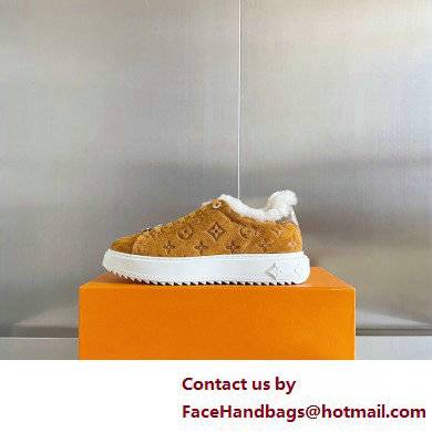 Louis Vuitton Monogram-embossed suede calf leather and shearling Time Out Sneakers Brown 2022