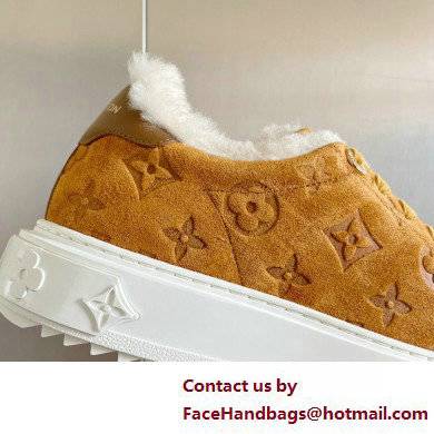 Louis Vuitton Monogram-embossed suede calf leather and shearling Time Out Sneakers Brown 2022