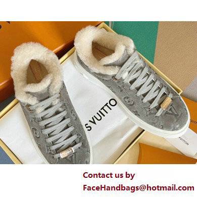 Louis Vuitton Monogram-embossed suede calf leather and shearling Time Out Sneakers Gray 2022