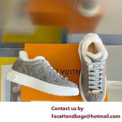 Louis Vuitton Monogram-embossed suede calf leather and shearling Time Out Sneakers Gray 2022