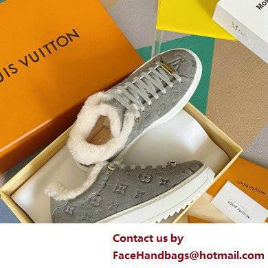 Louis Vuitton Monogram-embossed suede calf leather and shearling Time Out Sneakers Gray 2022