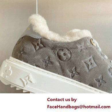 Louis Vuitton Monogram-embossed suede calf leather and shearling Time Out Sneakers Gray 2022