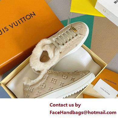 Louis Vuitton Monogram-embossed suede calf leather and shearling Time Out Sneakers Nude 2022