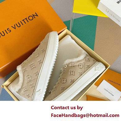 Louis Vuitton Monogram-embossed suede calf leather and shearling Time Out Sneakers Nude 2022