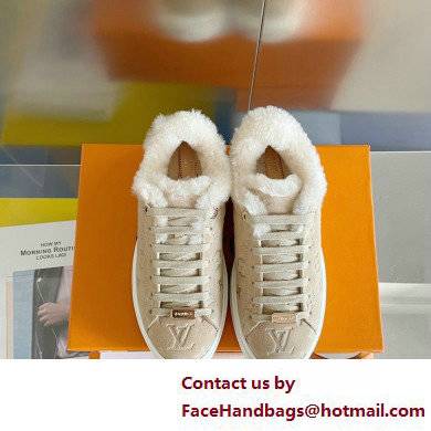 Louis Vuitton Monogram-embossed suede calf leather and shearling Time Out Sneakers Nude 2022