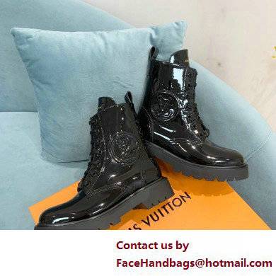 Louis Vuitton Patent Calf leather Territory Flat Ranger Ankle Boots Black 2022