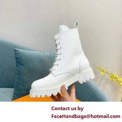 Louis Vuitton Patent Calf leather Territory Flat Ranger Ankle Boots White 2022