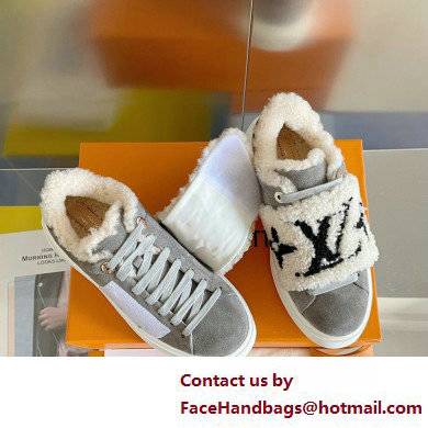 Louis Vuitton Suede calf leather and shearling Time Out Sneakers Gray 2022