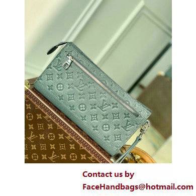 Louis Vuitton Taurillon Monogram leather Climbing Theme Standing Pouch Bag Gray