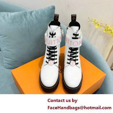 Louis Vuitton Territory Flat Ranger Ankle Boots White with LV Circle and Vuitton signatures on the strap 2022