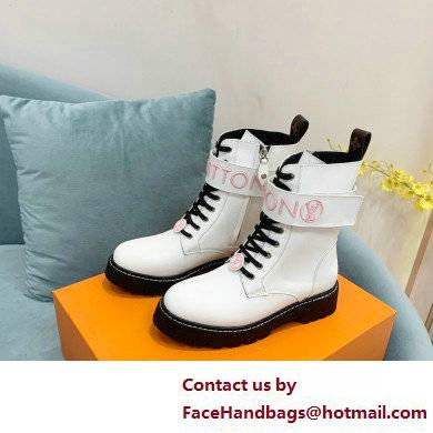 Louis Vuitton Territory Flat Ranger Ankle Boots White with LV Circle and Vuitton signatures on the strap 2022