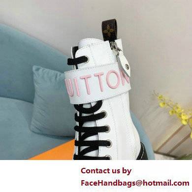 Louis Vuitton Territory Flat Ranger Ankle Boots White with LV Circle and Vuitton signatures on the strap 2022