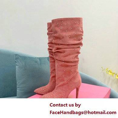 Paris Texas Heel 9cm Holly embellished suede boots Pink 2022 - Click Image to Close