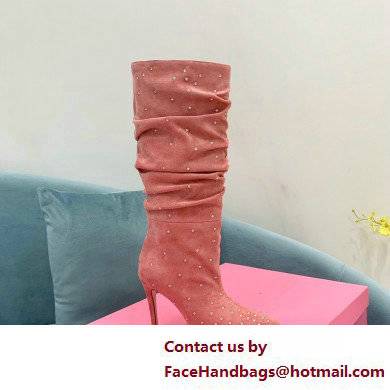 Paris Texas Heel 9cm Holly embellished suede boots Pink 2022