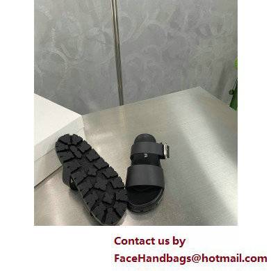 Prada metal buckle Rubber Open Toe Sandals Black 2022