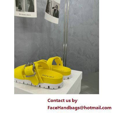 Prada metal buckle Rubber Open Toe Sandals Yellow 2022