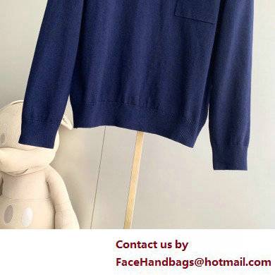 SAINT LAURENT Extra fine viscose polo knit blue 2022