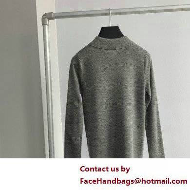 SAINT LAURENT Extra fine viscose polo knit gray 2022