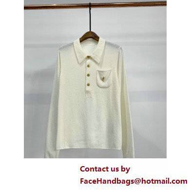 SAINT LAURENT Extra fine viscose polo knit white 2022