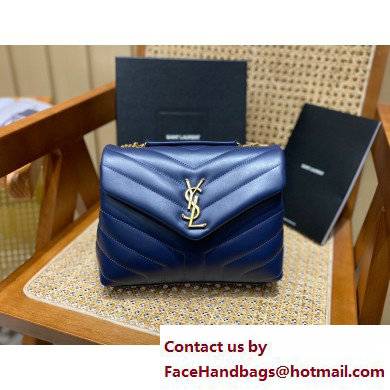 SAINT LAURENT loulou small chain bag en cuir matelasse Y 494699 navy blue with gold hardware(ORIGINAL QUALITY) - Click Image to Close