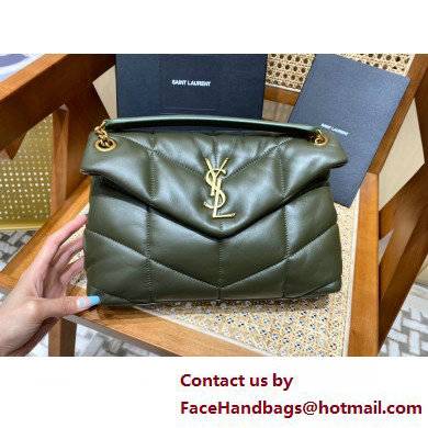 Saint Laurent loulou puffer small chain bag in quilted lambskin 577476 ARMY GREEN WITH GOLD HARDWARE(original quality)