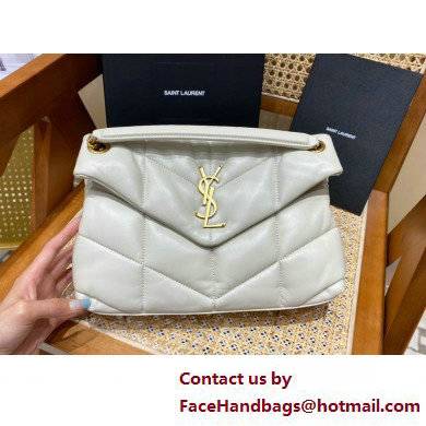 Saint Laurent loulou puffer small chain bag in quilted lambskin 577476 white with gold hardware(original quality)