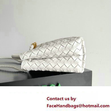 Bottega Veneta Intrecciato leather Small Andiamo top handle Bag White