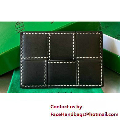 Bottega Veneta Intreccio leather Cassette Credit Card Case with edge-stitching detail 748052 Black