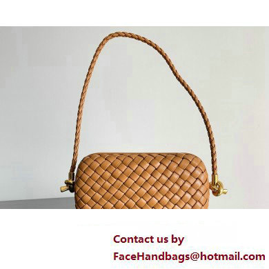 Bottega Veneta Knot On Strap Padded intreccio leather minaudiere with strap Bag Brown