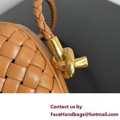 Bottega Veneta Knot On Strap Padded intreccio leather minaudiere with strap Bag Brown