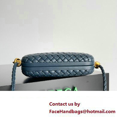 Bottega Veneta Knot On Strap Padded intreccio leather minaudiere with strap Bag Dark Blue