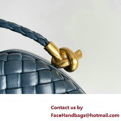 Bottega Veneta Knot On Strap Padded intreccio leather minaudiere with strap Bag Dark Blue