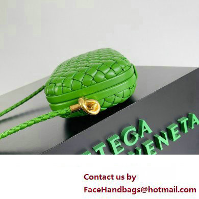 Bottega Veneta Knot On Strap Padded intreccio leather minaudiere with strap Bag Green