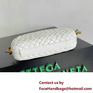 Bottega Veneta Knot On Strap Padded intreccio leather minaudiere with strap Bag White