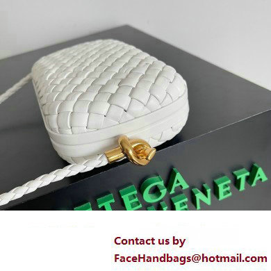 Bottega Veneta Knot On Strap Padded intreccio leather minaudiere with strap Bag White