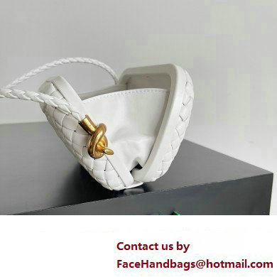 Bottega Veneta Knot On Strap Padded intreccio leather minaudiere with strap Bag White